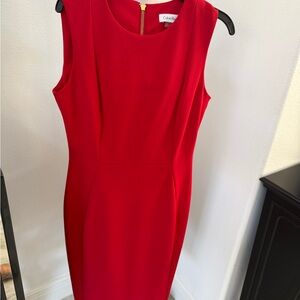 Calvin Klein Vibrant Red Midi Dress